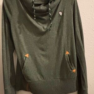Green Hoodie with Wolf Patch and Accents